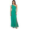 Adrianna Papell One Shoulder Chiffon Gown(Botanic Green)