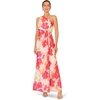 Adrianna Papell One Shoulder Chiffon Gown(Ivory/Pink Multi)